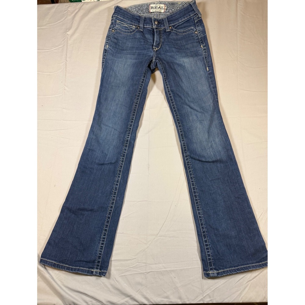 Ariat REAL Denim Womens 28L Medium Wash Bootcut Embroidered Riding Jeans